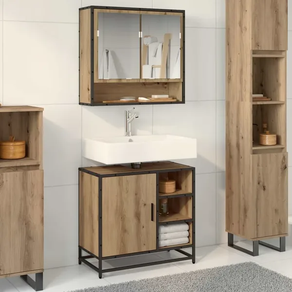 Ensemble de mobilier de salle de bain 2 pc Chêne artisanal