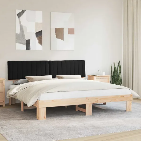 Cadre de lit avec tête de lit rembourrée Noir 200 x 200 cm