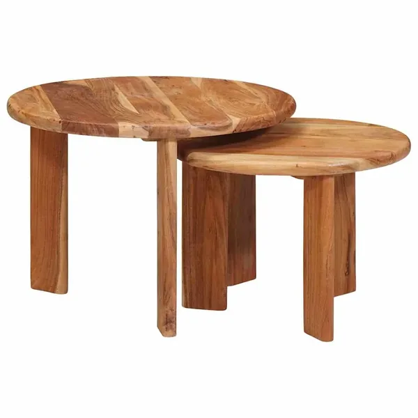 Tables basses gigognes 2 pcs Marron Bois d'Acacia Massif