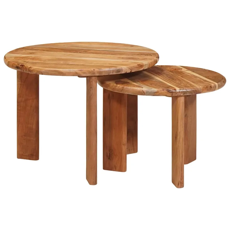 Tables basses gigognes 2 pcs Marron Bois d'Acacia Massif - 3