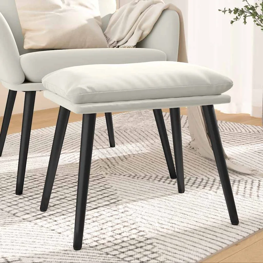 Repose-pied Blanc crème 45x29,5x35 cm Velours