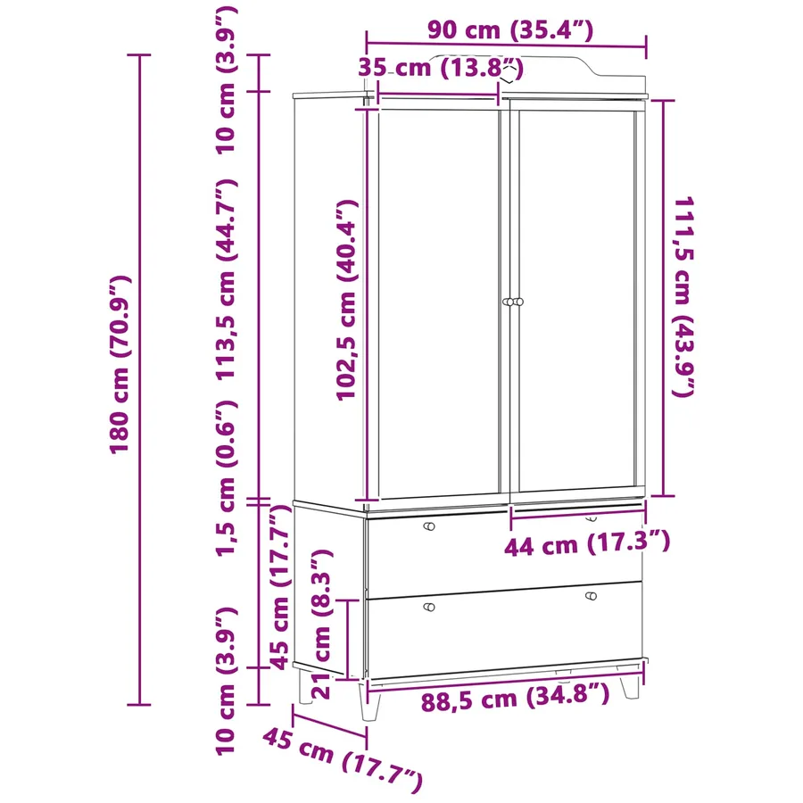 Armoire Tableau Noir avec tiroir ROROS Blanc 90 x 45 x 180 cm - 11