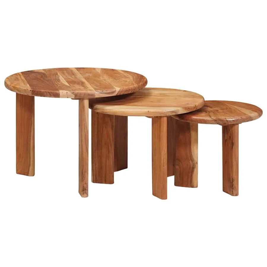Tables basses gigognes 3 pcs Marron Bois d'Acacia Massif
