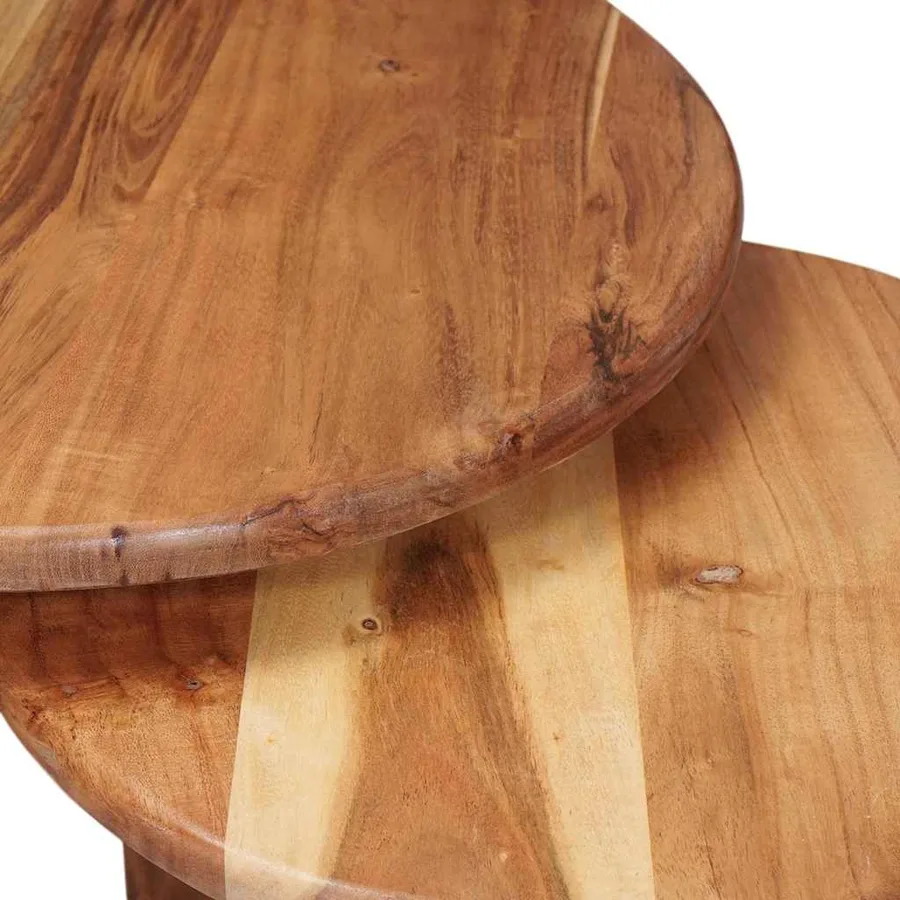 Tables basses gigognes 3 pcs Marron Bois d'Acacia Massif - 8
