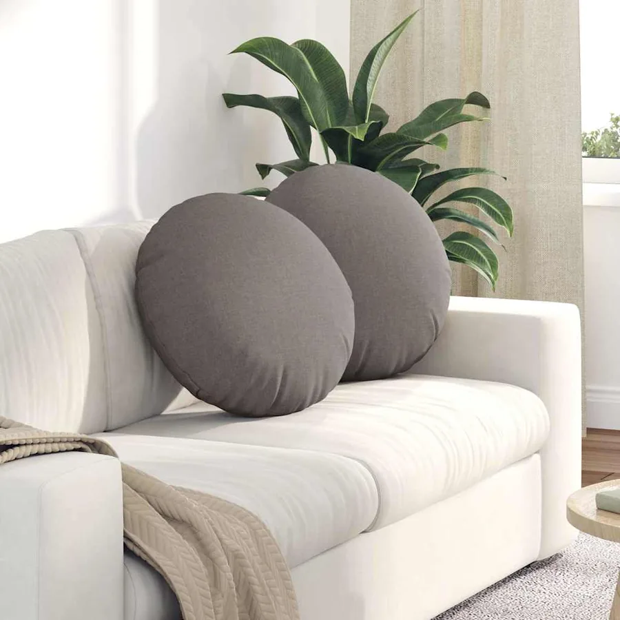 Coussins de siège 2 pcs Taupe Ø50 x 19 cm tissu