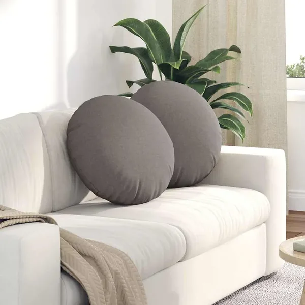 Coussins de siège 2 pcs Taupe Ø50 x 19 cm tissu