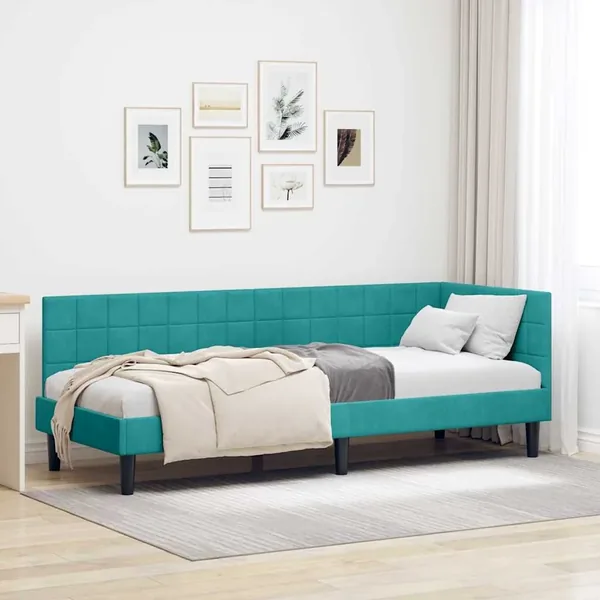 Cadre de lit d'angle Turquoise 80 cm x 200 cm Velours