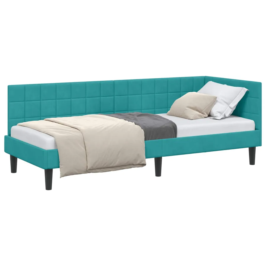 Cadre de lit d'angle Turquoise 80 cm x 200 cm Velours - 2