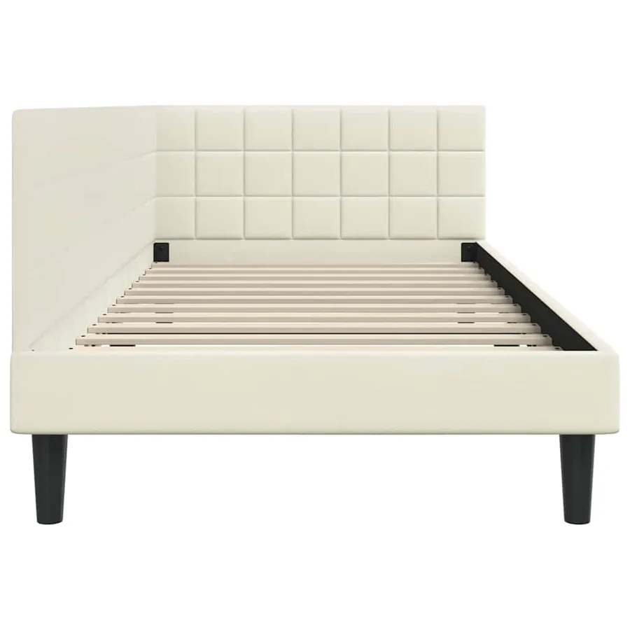 Cadre de lit d'angle Crème 90 cm x 200 cm Velours - 6