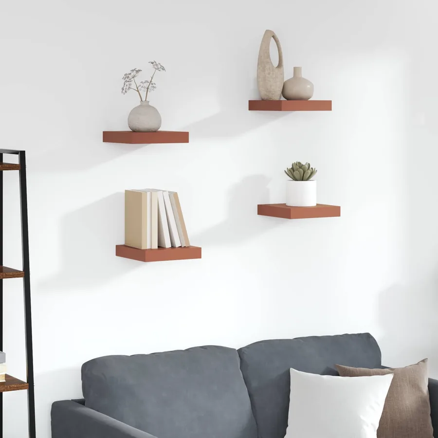 Étagère Murale 4 pcs Rouge 23 x 23,5 x 4 cm Bois d'ingénierie