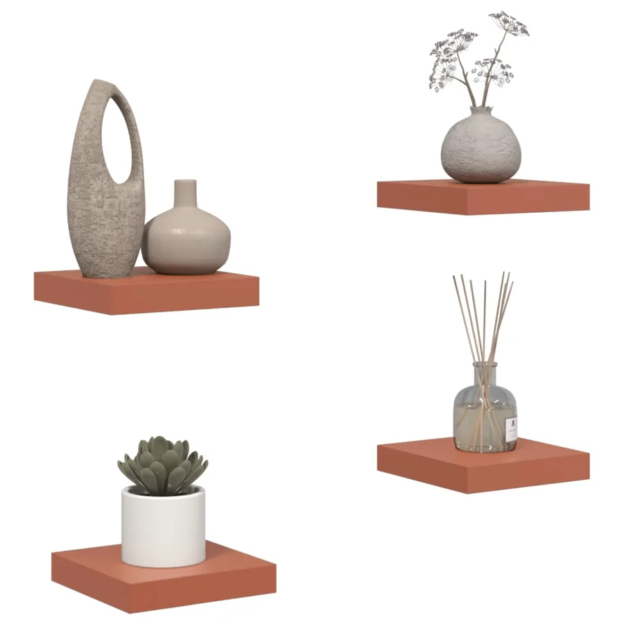 Étagère Murale 4 pcs Rouge 23 x 23,5 x 4 cm Bois d'ingénierie - 3
