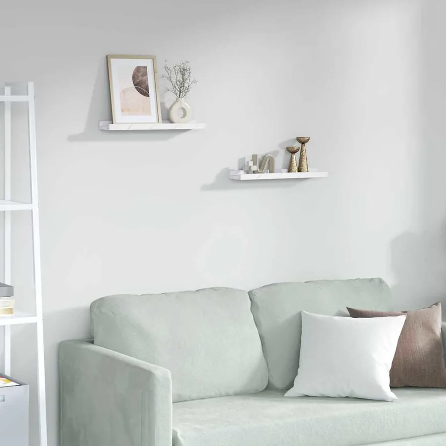 Étagère Murale Montage mural 2 pcs Marbre blanc 40 x 9 x 3 cm