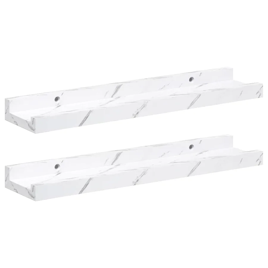Étagère Murale Montage mural 2 pcs Marbre blanc 40 x 9 x 3 cm - 2