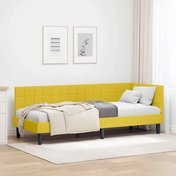 Cadre de lit d'angle Jaune 80 cm x 200 cm Velours