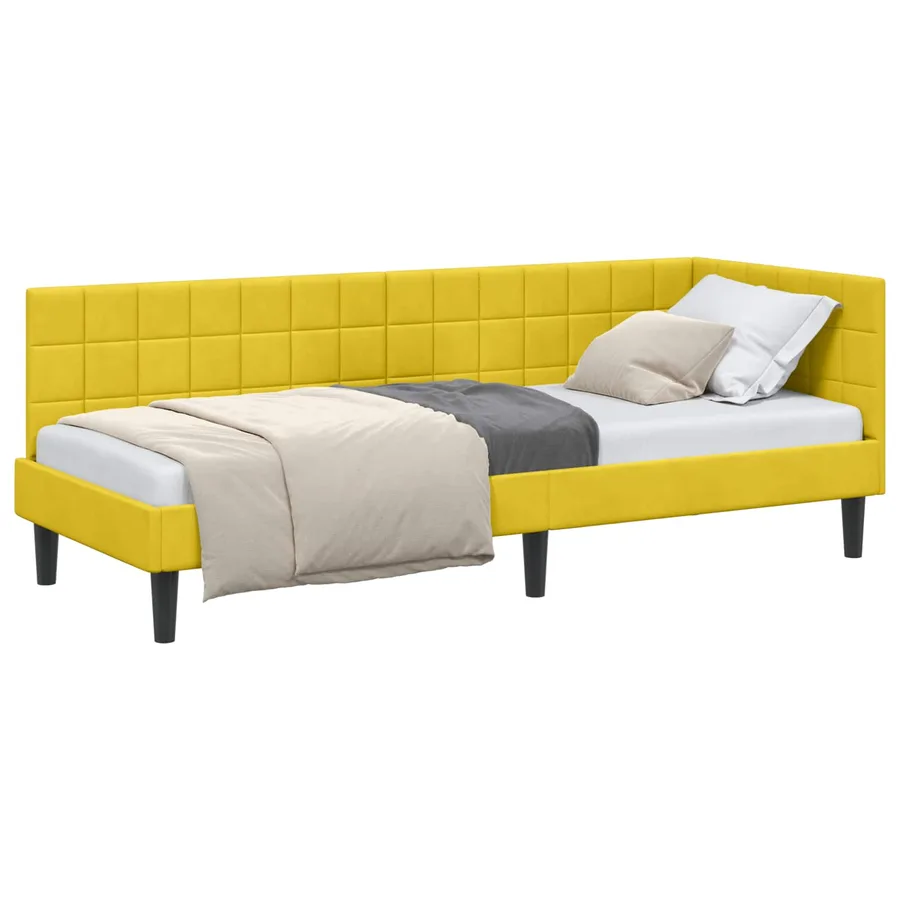Cadre de lit d'angle Jaune 80 cm x 200 cm Velours - 2