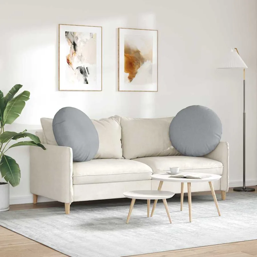 Coussins de siège 2 pcs Gris clair Ø60 x 21 cm tissu - 4