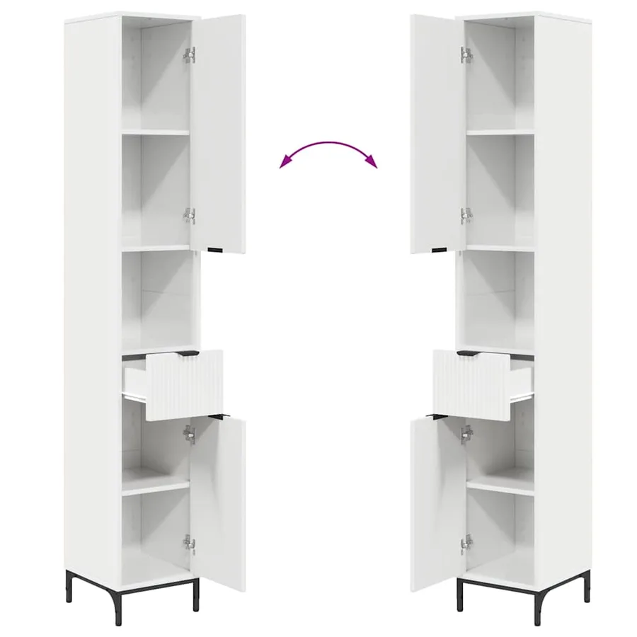 Ensemble de mobilier de salle de bain avec porte Blanc brillant - 13