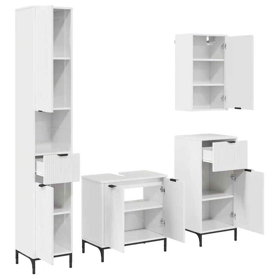 Ensemble de mobilier de salle de bain avec porte Blanc brillant - 2