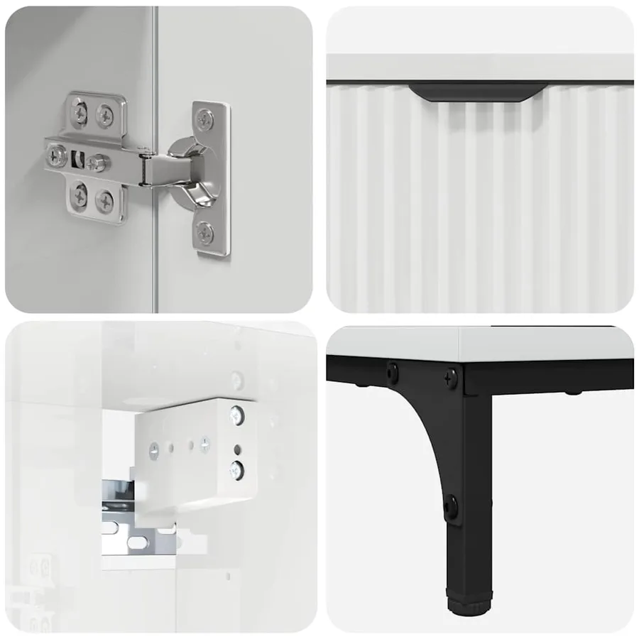 Ensemble de mobilier de salle de bain avec porte Blanc brillant - 8