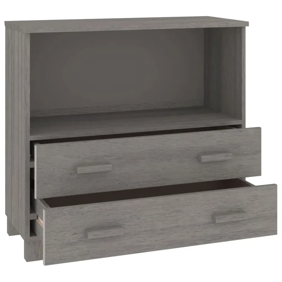 Buffet HAMAR Gris clair 85x35x80 cm Bois massif de pin - 7