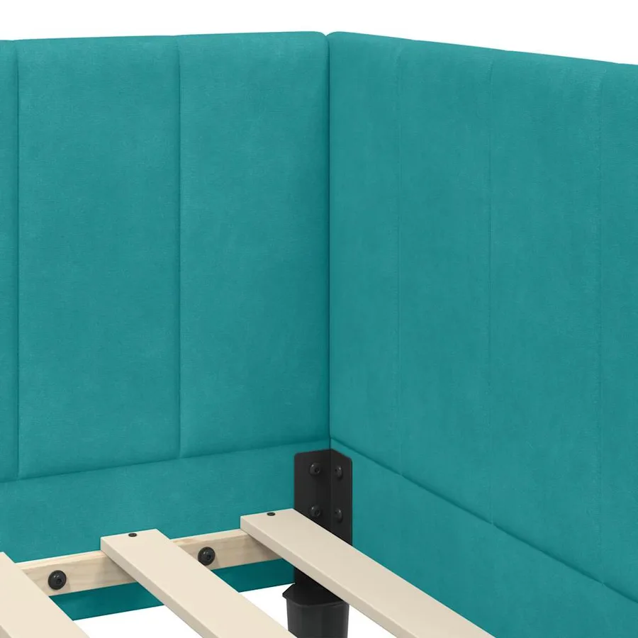 Cadre de lit d'angle avec matelas 2 pcs Turquoise Velours - 8