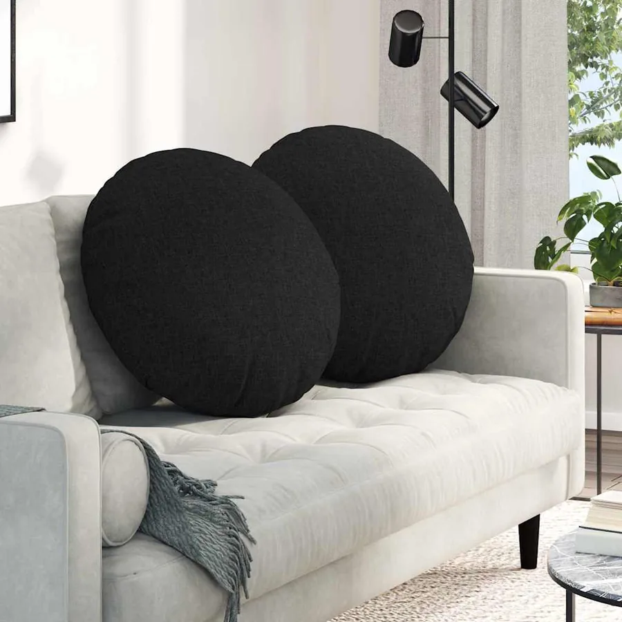 Coussins de siège 2 pcs Noir Ø60 x 21 cm tissu