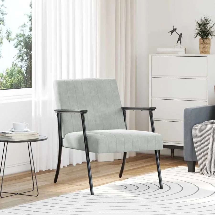 fauteuil Gris clair 59 x 75 x 78 cm Velours