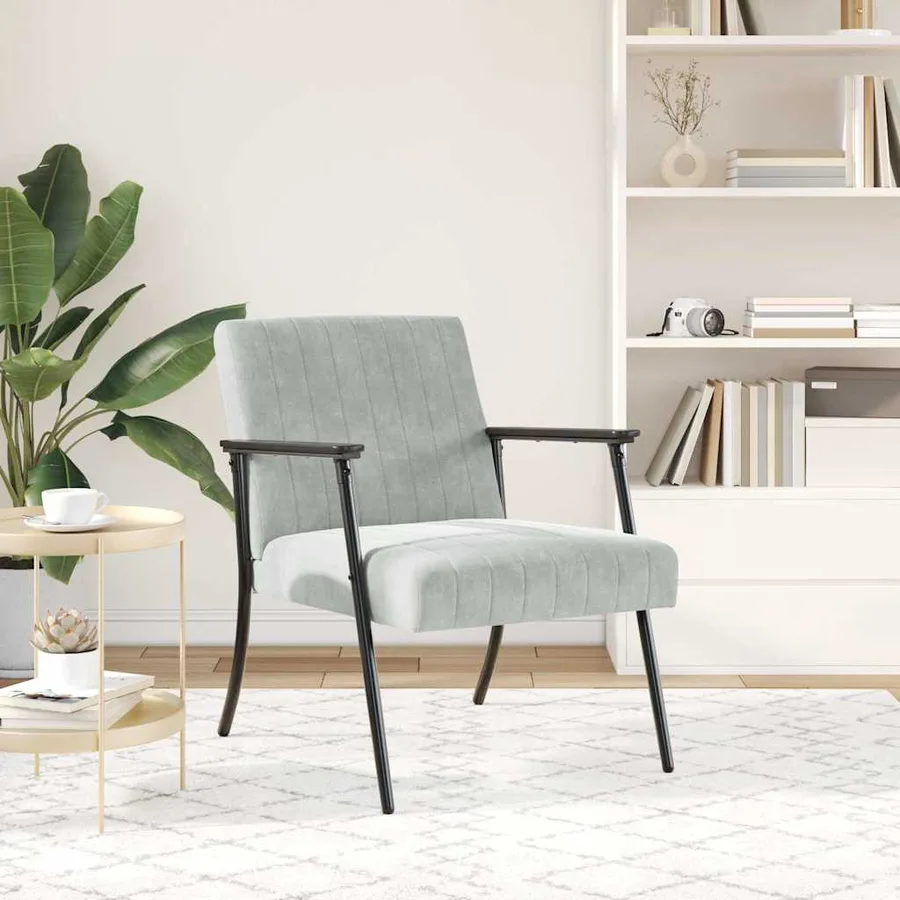fauteuil Gris clair 59 x 75 x 78 cm Velours - 3