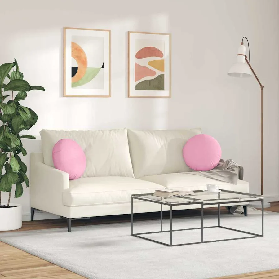 Coussins de siège 2 pcs Rose Ø40 x 13 cm tissu - 4