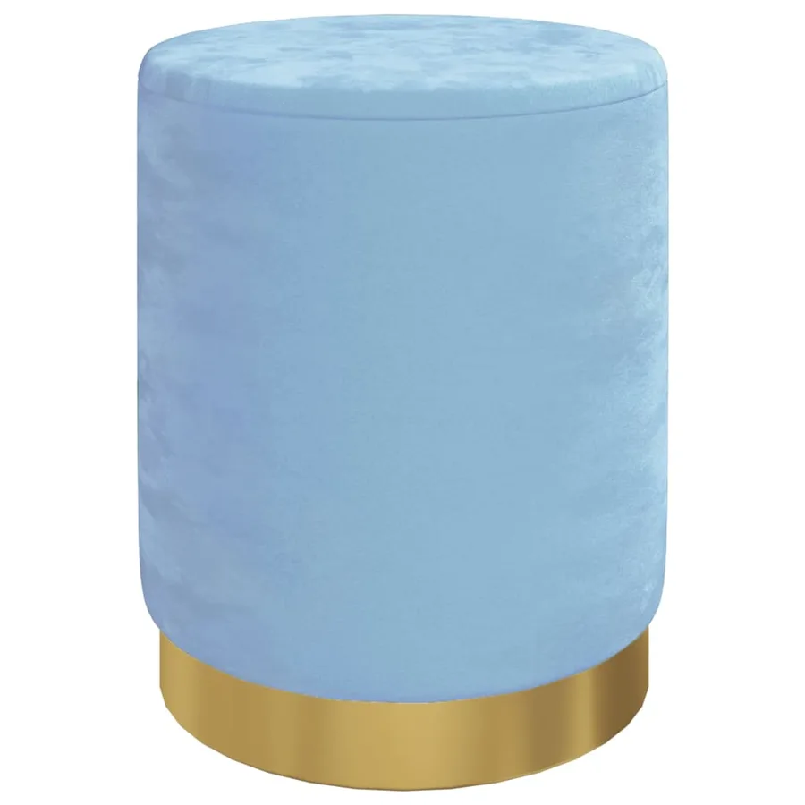 Tabouret de rangement rond Bleu clair Velours 31 x 37 cm - 2