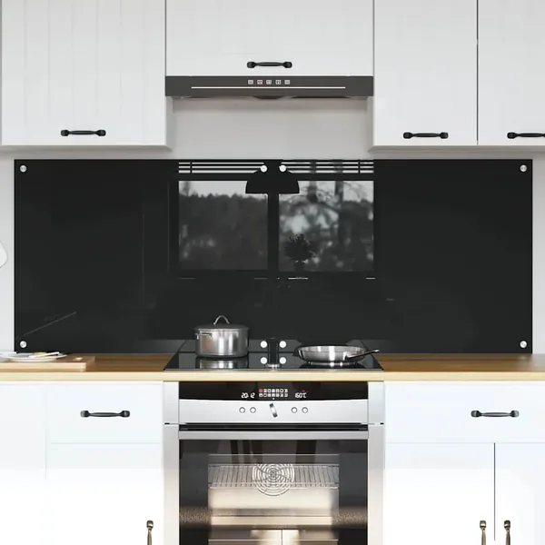 Crédence de cuisine 2 pcs Noir 80 x 60 cm verre trempé