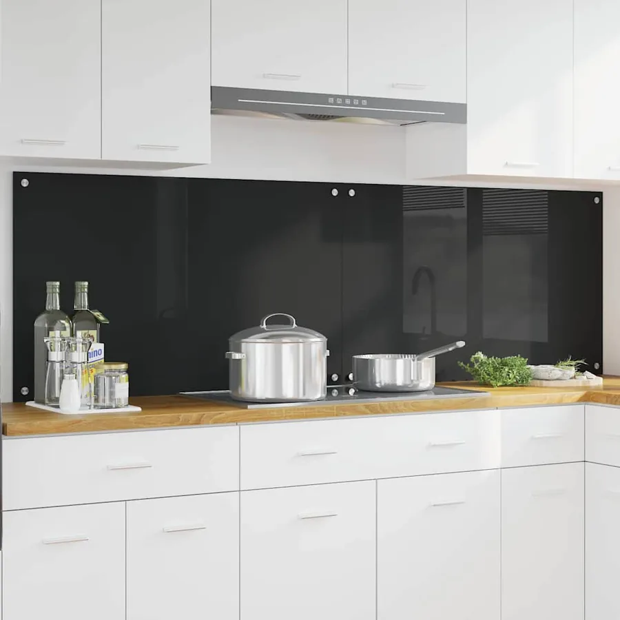 Crédence de cuisine 2 pcs Noir 100 x 60 cm verre trempé