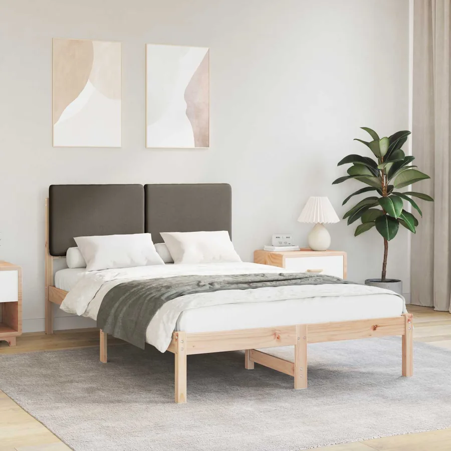 Cadre de lit avec tête de lit rembourrée Taupe 120 x 200 cm