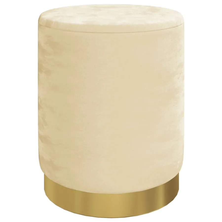 Tabouret de rangement rond Abricot Velours 31 x 37 cm - 2