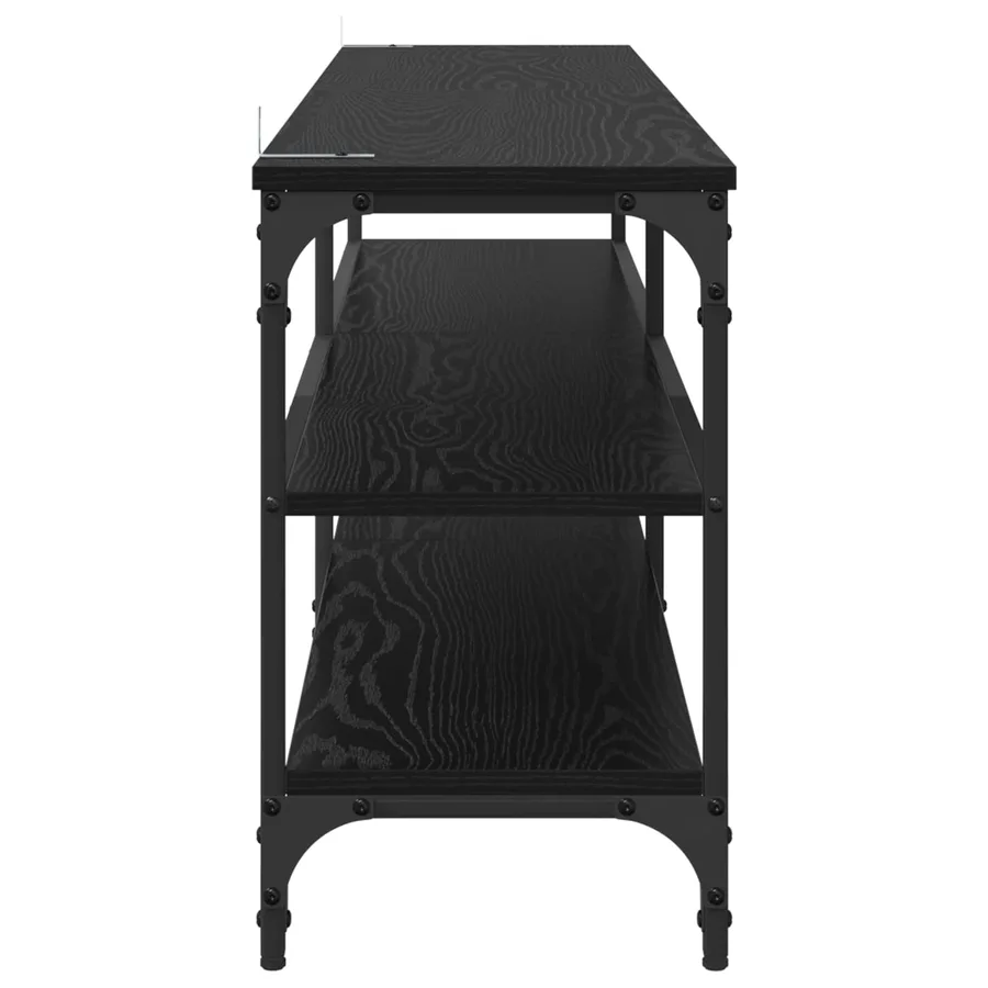 Meuble TV Chêne noir 160 x 30 x 50 cm Bois d'ingénierie et fer - 6