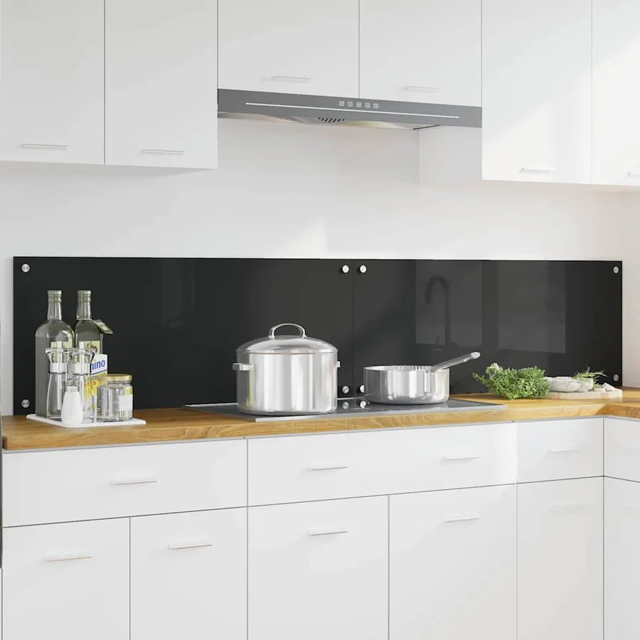 Crédence de cuisine 2 pcs Noir 100 x 40 cm verre trempé