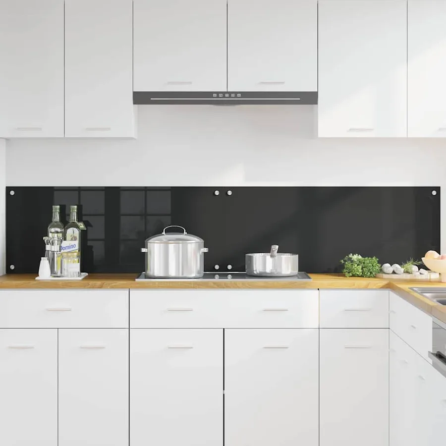 Crédence de cuisine 2 pcs Noir 100 x 40 cm verre trempé - 3