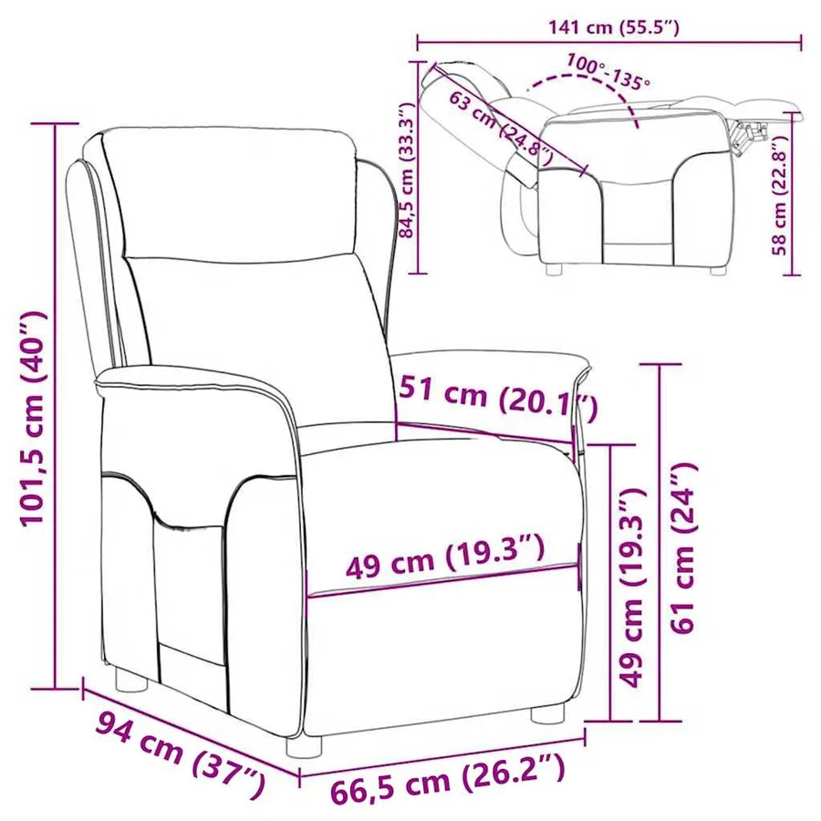 Fauteuil inclinable Marron foncé 66.5 x 94 x 101.5 cm Polyester - 8