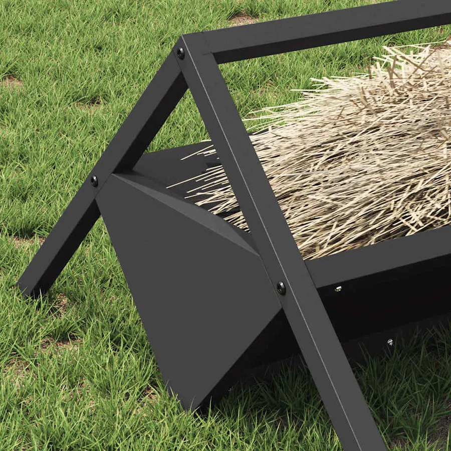 Trough d'alimentation pour le bétail Noir 111 x 76 x 38 cm - 4