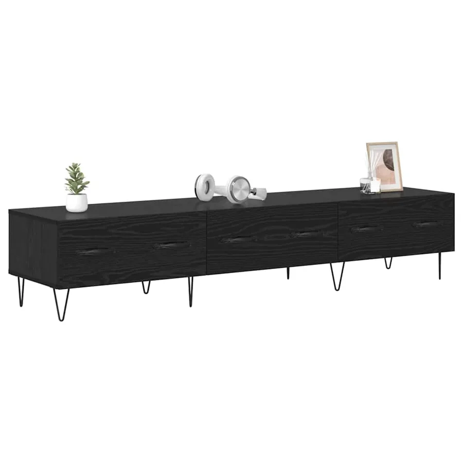 Meuble TV Chêne noir 150 x 36 x 30 cm Bois d'ingénierie - 3