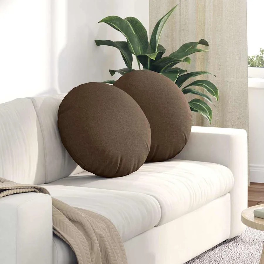 Coussins de siège 2 pcs Marron Ø50 x 19 cm tissu