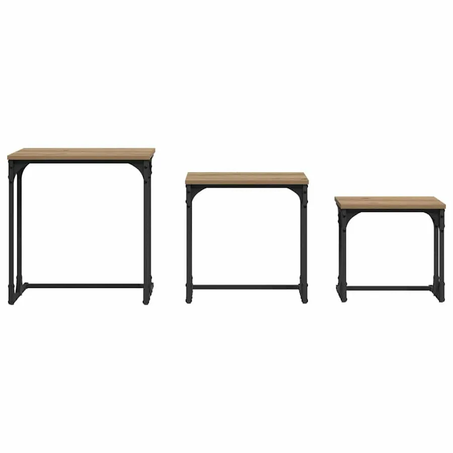 Table basse gigogne 3 pcs chêne artisanal 50.5 x 35 x 53 cm - 6