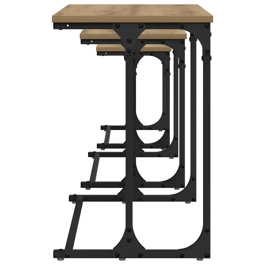 Table basse gigogne 3 pcs chêne artisanal 50.5 x 35 x 53 cm - 7