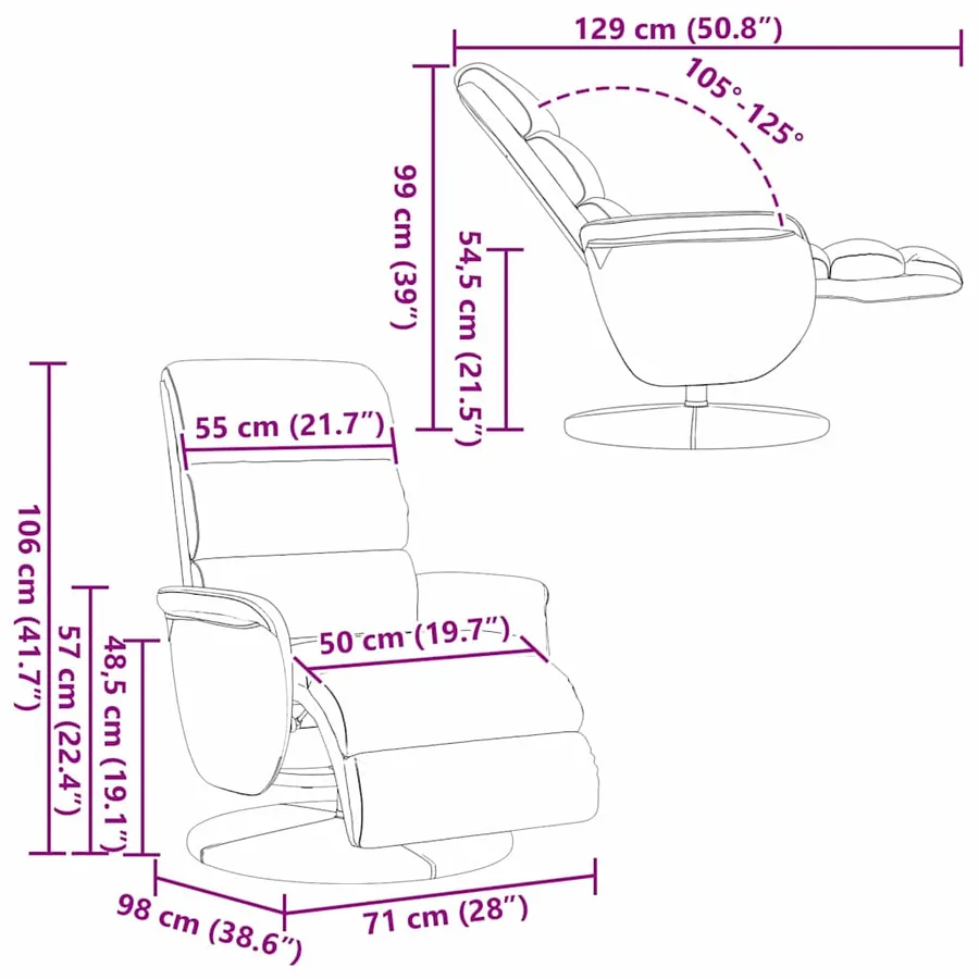 Fauteuil inclinable Blanc 98 x 71 x 106 cm PU - 8