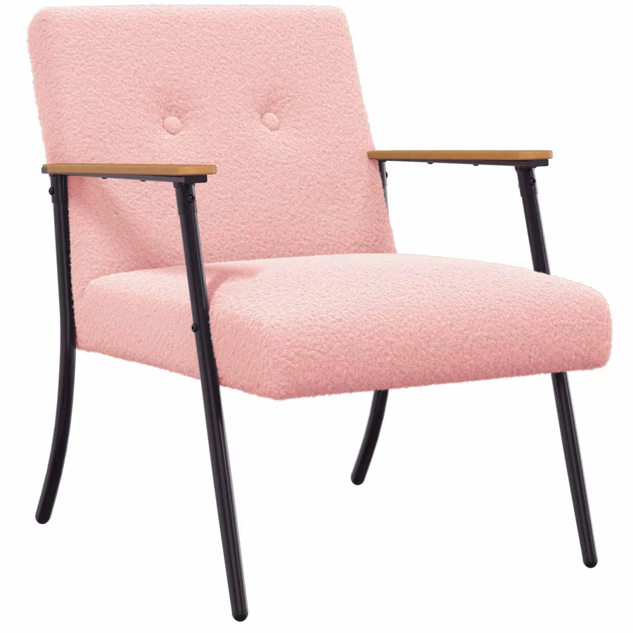 fauteuil Rose Tissu ressemblant à de la laine bouclée - 2