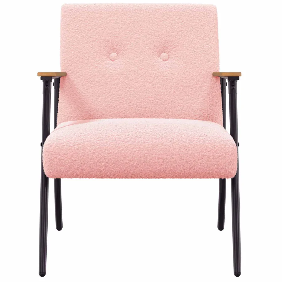 fauteuil Rose Tissu ressemblant à de la laine bouclée - 3