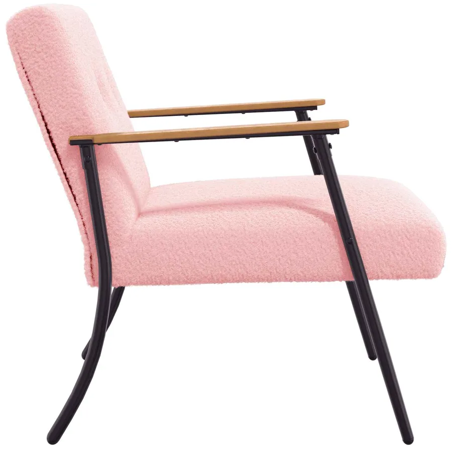 fauteuil Rose Tissu ressemblant à de la laine bouclée - 4