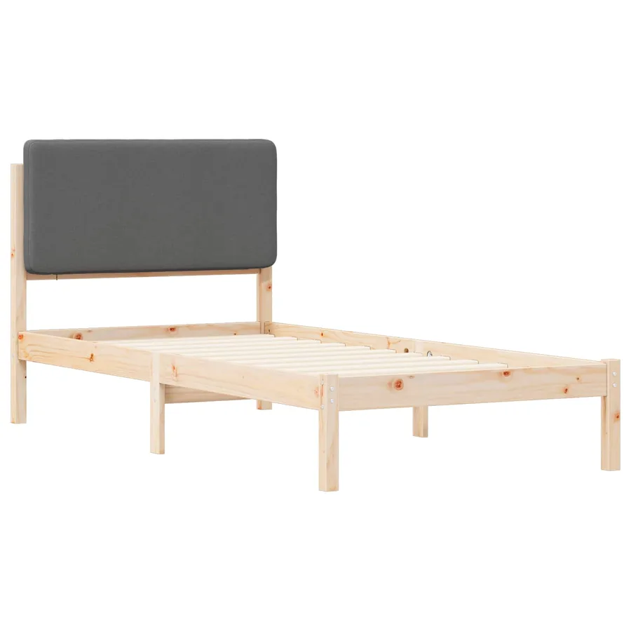 Cadre de lit avec tête de lit rembourrée Gris foncé 75 x 190 cm - 4