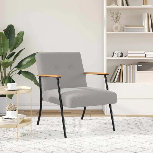 fauteuil Gris clair Tissu ressemblant à de la laine bouclée