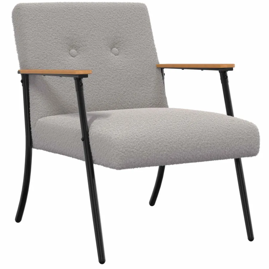 fauteuil Gris clair Tissu ressemblant à de la laine bouclée - 2